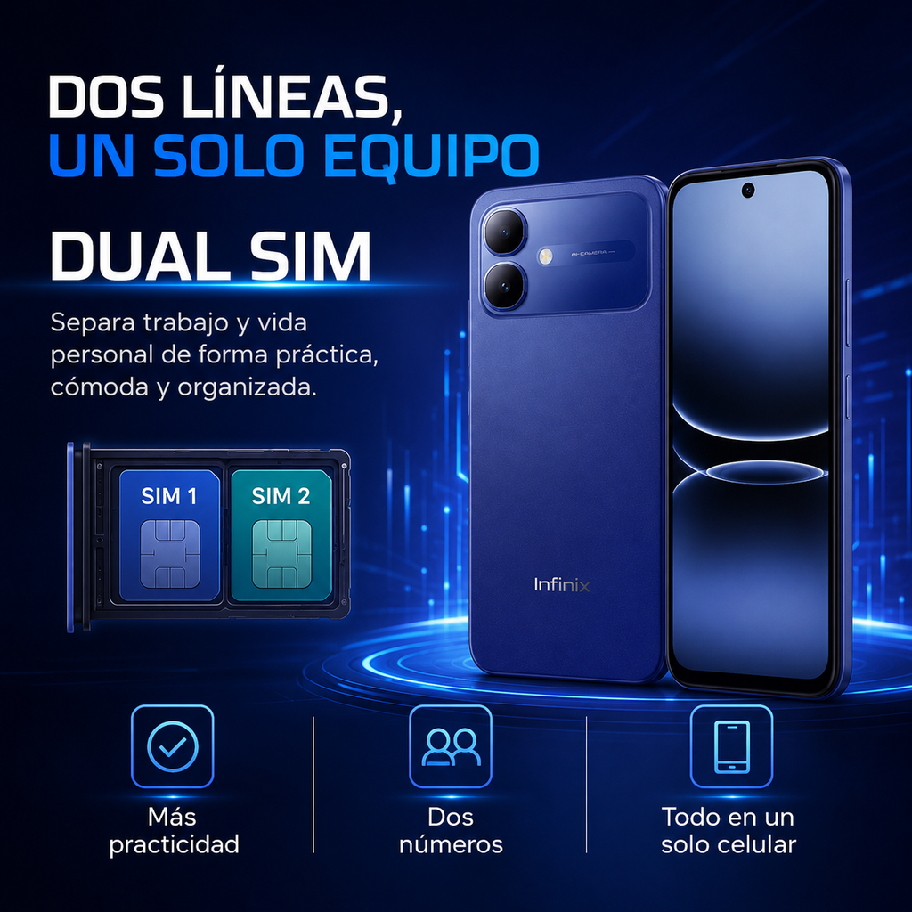 Infinix Smart 20 128GB 4GB RAM Dual SIM Pantalla 6.78” 120Hz Batería 5200mAh