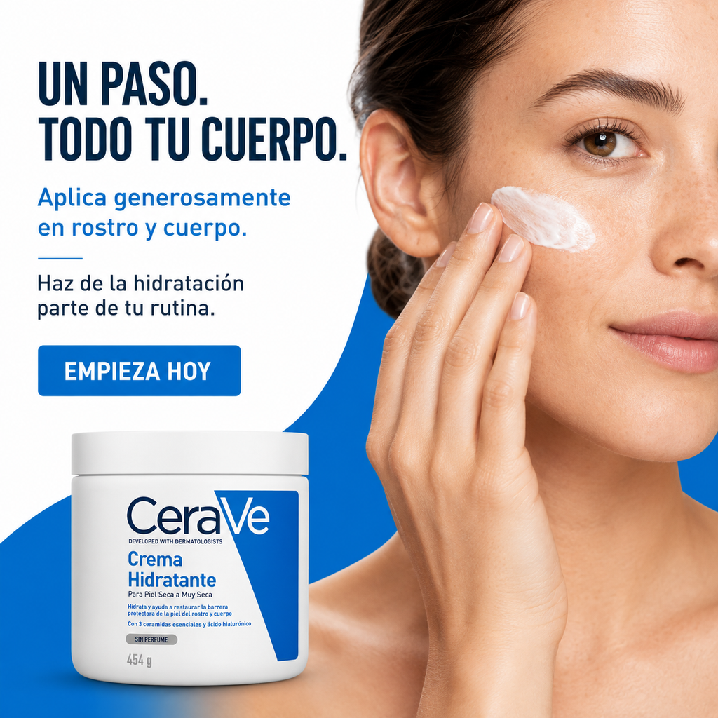 Crema Hidratante CeraVe 454 g – Piel Seca a Muy Seca | Ceramidas + Ácido Hialurónico, Hidratación 24h