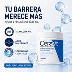 Crema Hidratante CeraVe 454 g – Piel Seca a Muy Seca | Ceramidas + Ácido Hialurónico, Hidratación 24h