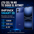 Infinix Smart 20 128GB 4GB RAM Dual SIM Pantalla 6.78” 120Hz Batería 5200mAh