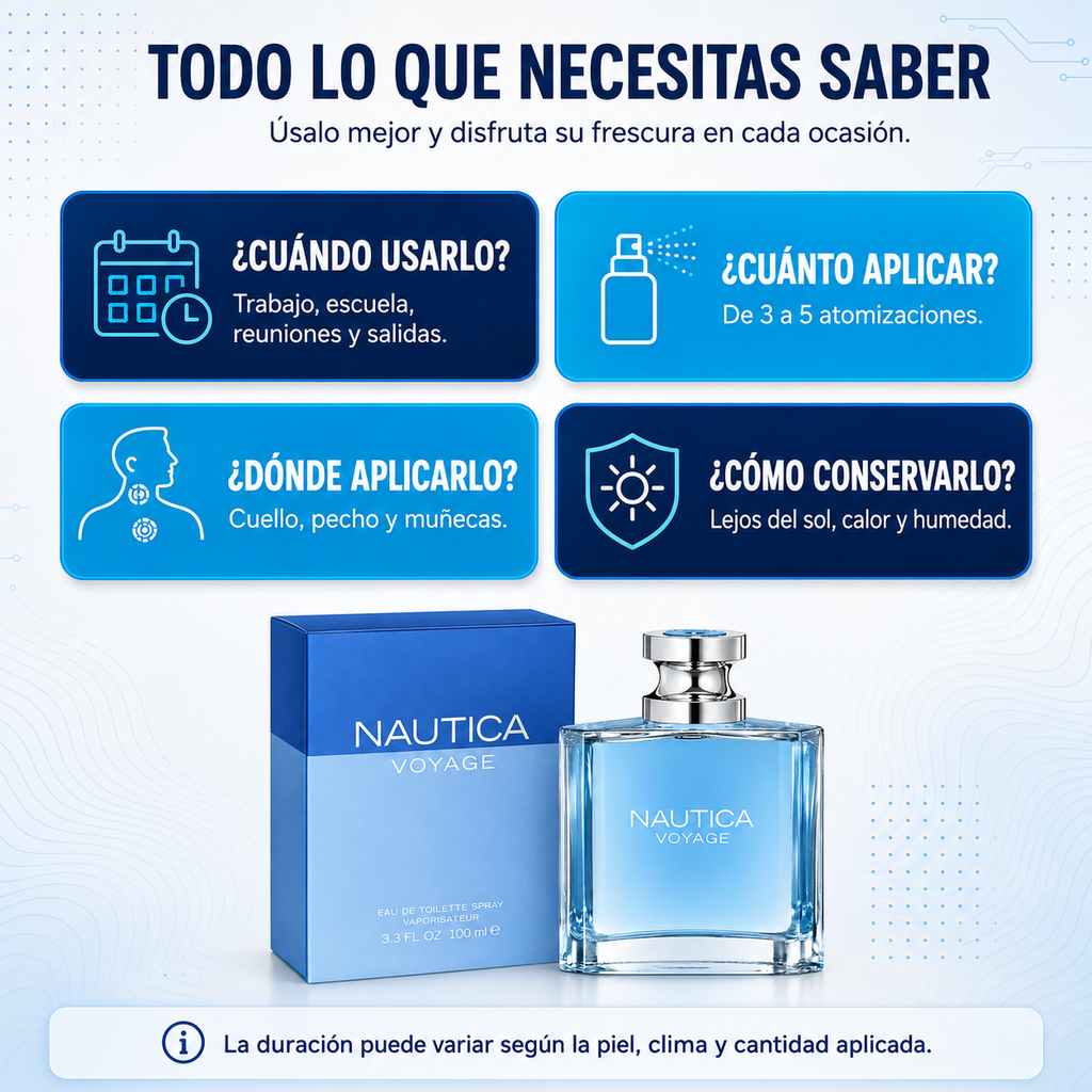 Perfume Nautica Voyage para Hombre EDT 100 ml  Fresco y Acuático