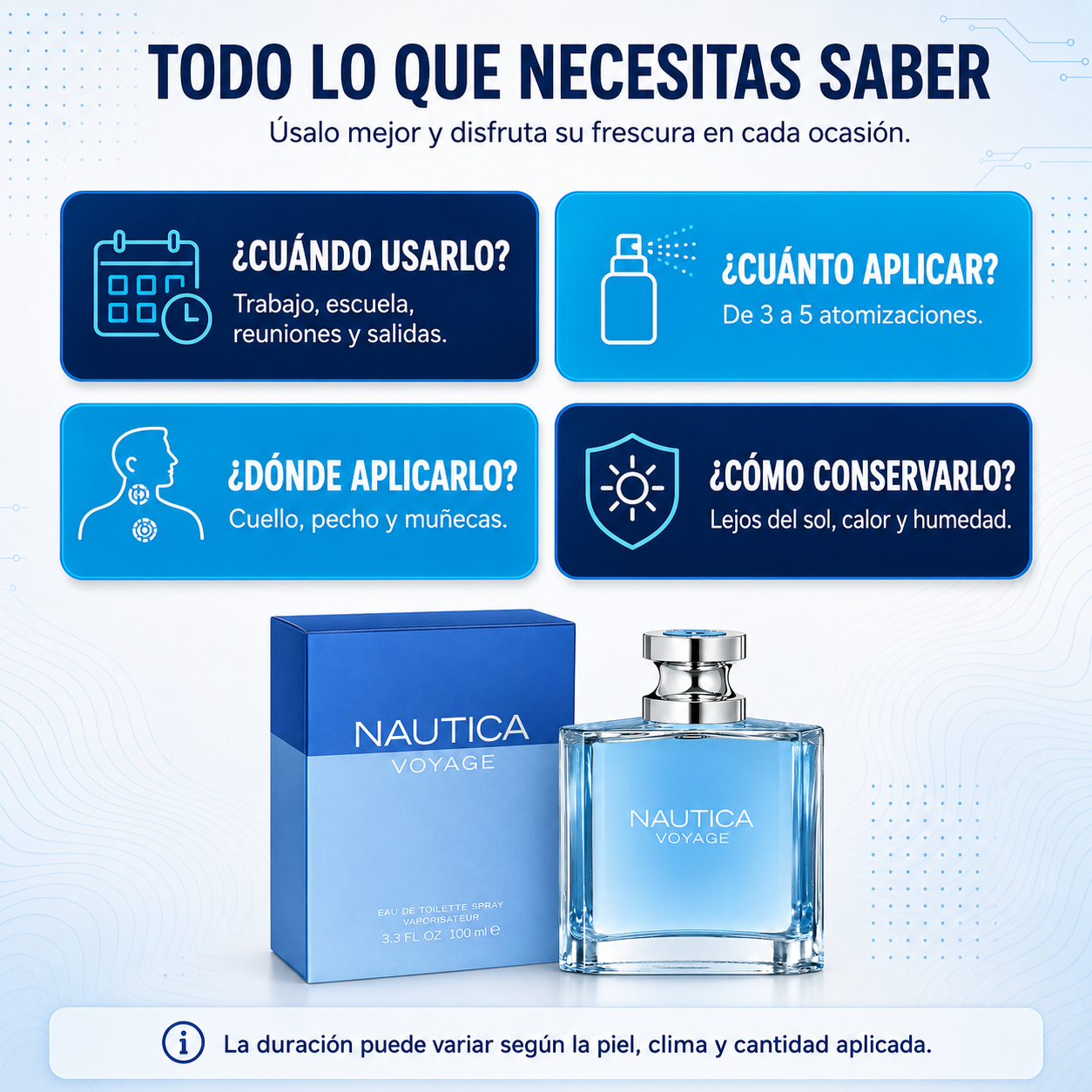 Perfume Nautica Voyage para Hombre EDT 100 ml  Fresco y Acuático