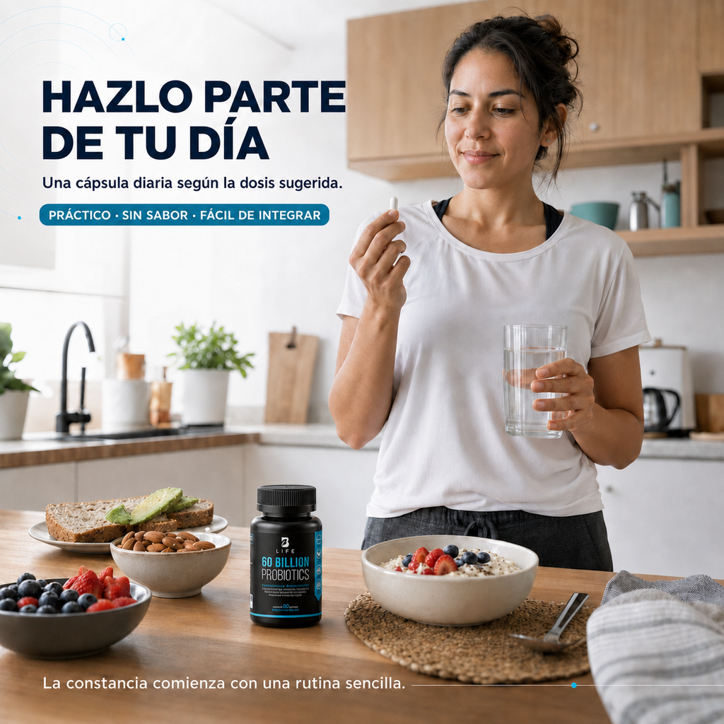 Probióticos B Life 60 Billones con Prebiótico y 3 Cepas - 60 Cápsulas