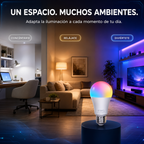 Kit 4 Focos LED Inteligentes WiFi RGBCW 9W E27  para Alexa y Google Home