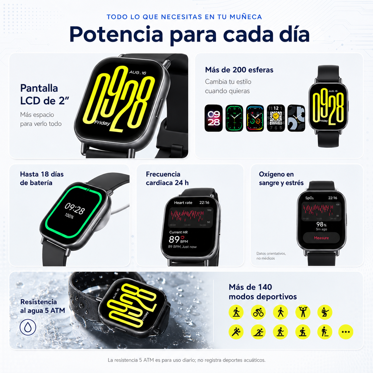 Smartwatch Xiaomi Redmi Watch 5 Active Pantalla 2" Llamadas Bluetooth